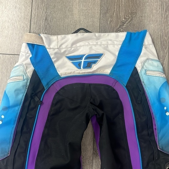 Womens FLY RACING Kinetic White Black Blue Purple MX Motorcycle Pants Size 7/8 - Picture 6 of 6